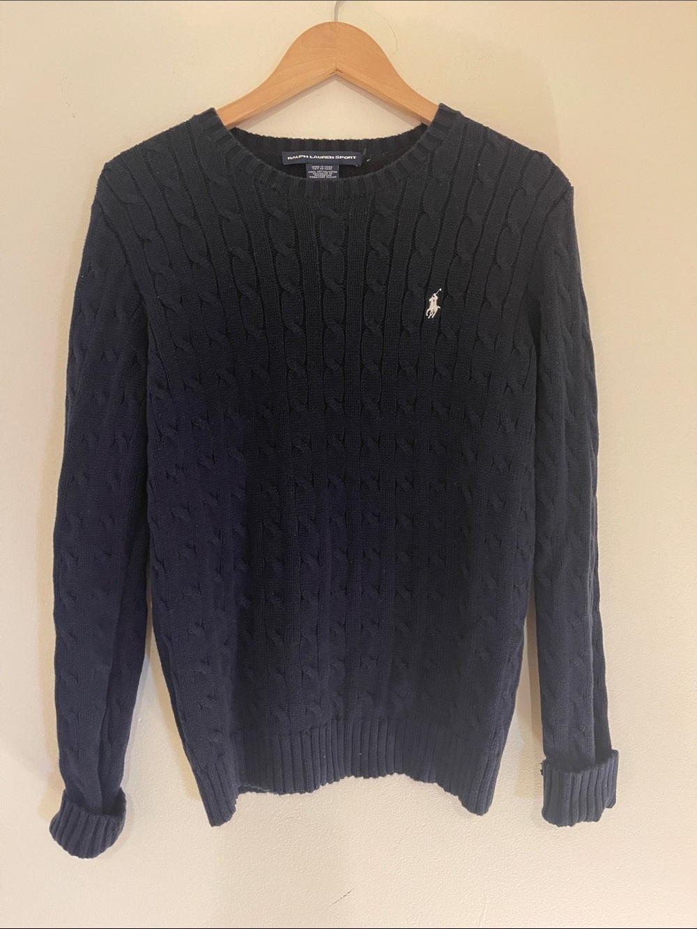 Polo Ralph Lauren Woman’s Navy Cable-Knit Crewneck Sweater size XL